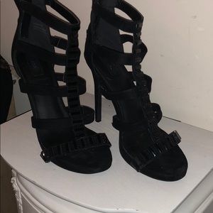 Tall black stiletto heels